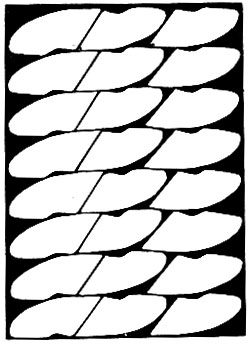 Рис. 34. Схема раскроя ткани шириной 65 см на детали основной подкладки мужских полуботинок (составлена на фабрике 'Скороход')