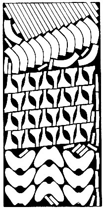 Рис. 40. Схема раскроя дублированной ткани на детали летних открытых туфель на среднем каблуке (составлена на фабрике № 2 'Пролетарская победа')
